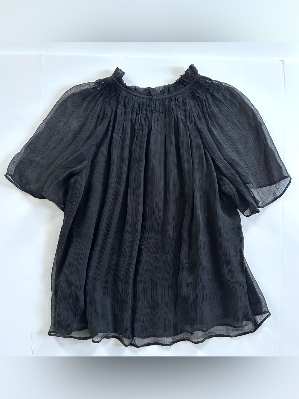 J.Crew Crinkle Chiffon Smocked Top in Black | XL | NWT - Picture 6 of 13